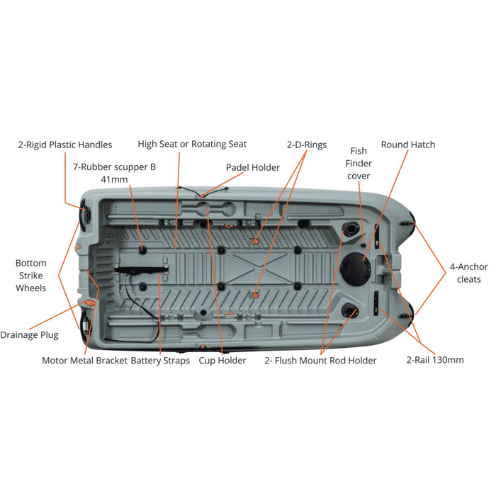 Fishing Kayak Galaxy Strike motor-ready compact sit on top