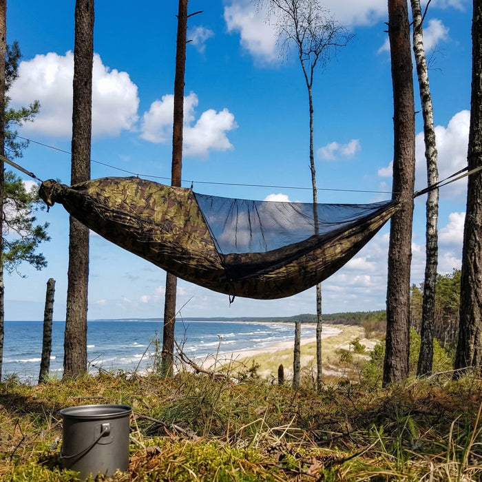 Hammock with Mosquito Net Bushmen BUSHBED PRO/CAMO Parachute Silk 0.70kg