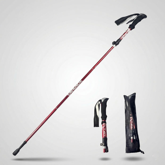 Trekking Poles folding aluminum alloy hiking support red 1 pcs.