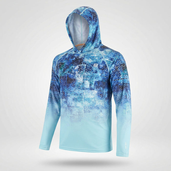 Fishing Hoodie Mark V2 UPF 50+ UV protection Print Blue