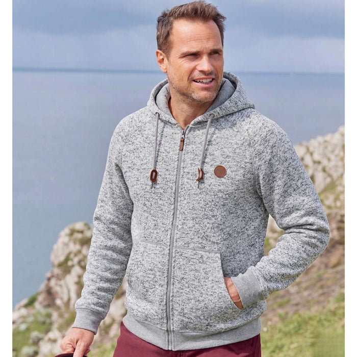 Knitted Fleece Jacket Avalon warming scuba hood Grey