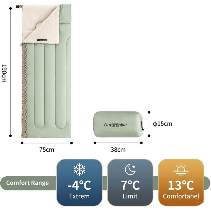 Hiking Sleeping Bag Naturehike Swampland L150 Lightweight Green-Left 850 g
