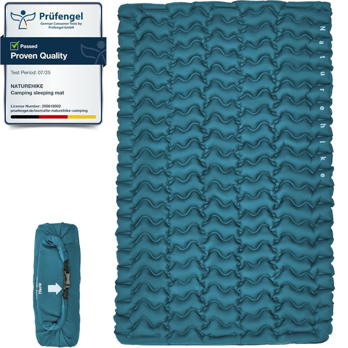Piepūšamais matracis Naturehike Ultralight dubults ar pumpēšanas maisu R-Value 1.6 zils 