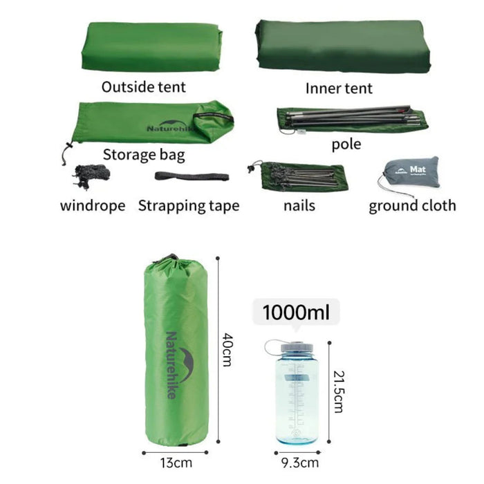 Туристическая палатка Naturehike Cloud Up Base 2-местная зеленая