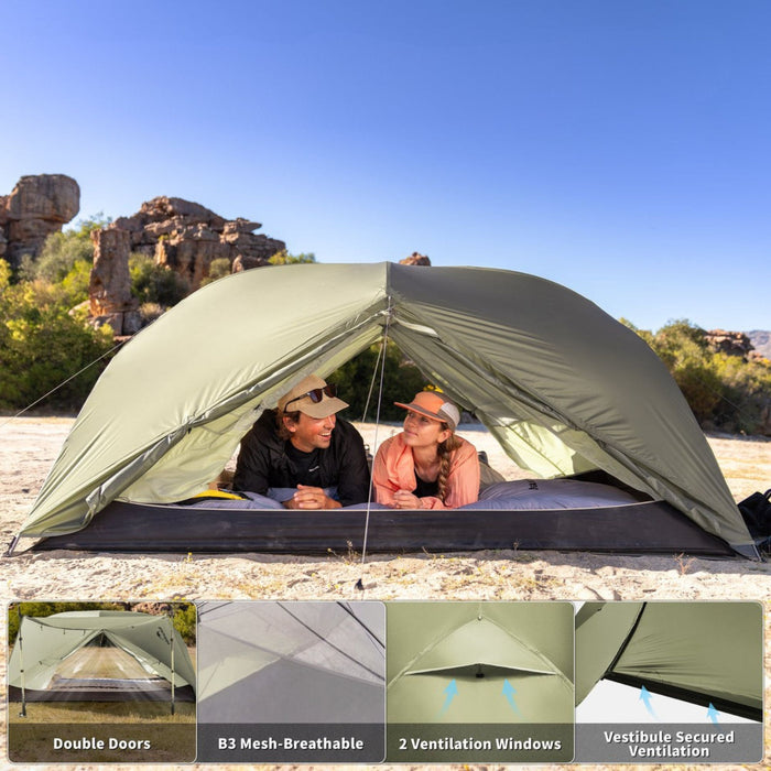 Ультралегкая палатка Naturehike Mongar Pro 20D двухместная 1.96 kg для высоких людей