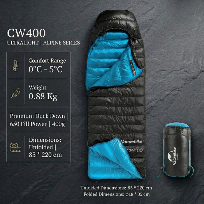 Ultraviegls dūnu guļammaiss Naturehike CW400 650FP L melns