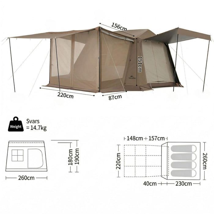 Аренда  автоматической  палатки Naturehike Village 6.0 Ⅱ с интегрированным навесом и москитной сеткой