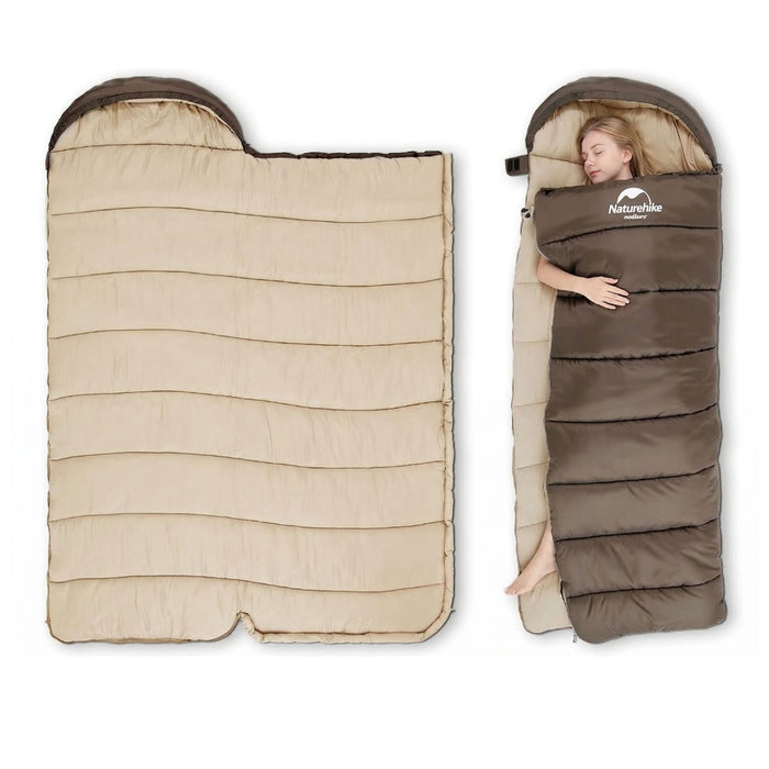 Guļammaiss Naturehike U350 Hollow Cotton ar Kapuci brūnā Krāsā