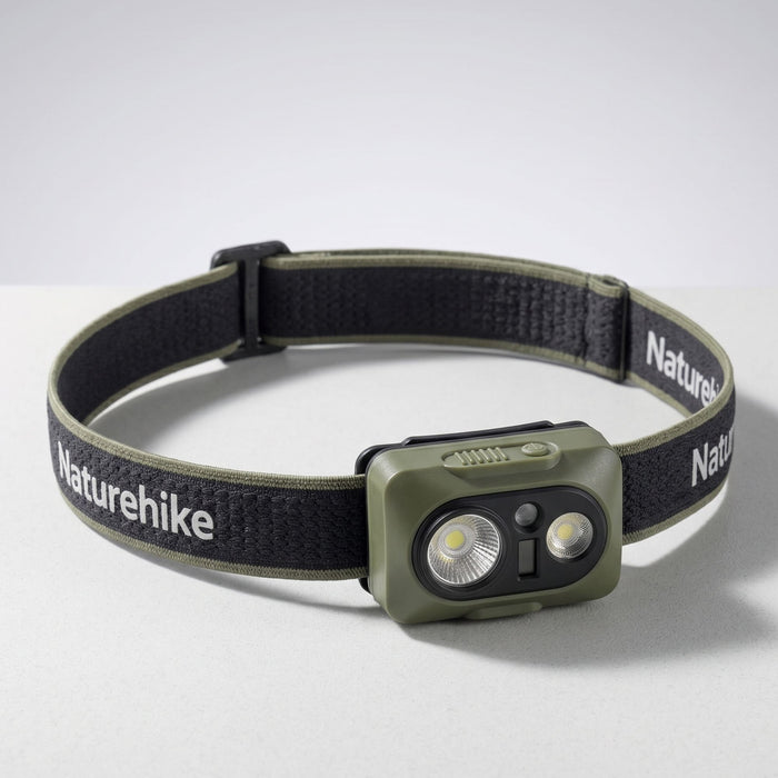 Походный налобный фонарь Naturehike 500LM широкий луч 80° водонепроницаемый зелёный