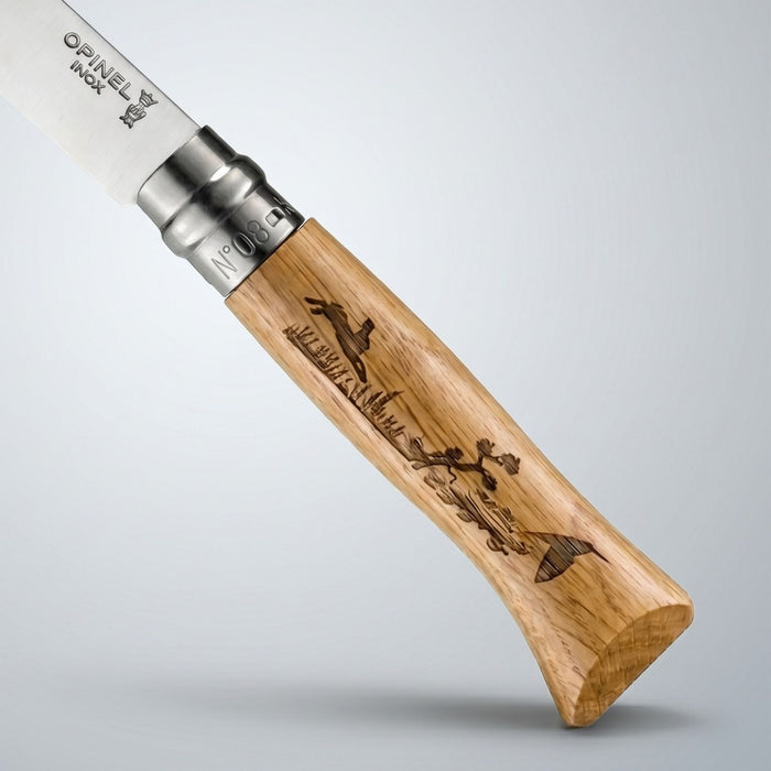 Folding knife Opinel oak wood  N°08 Animalia Hare