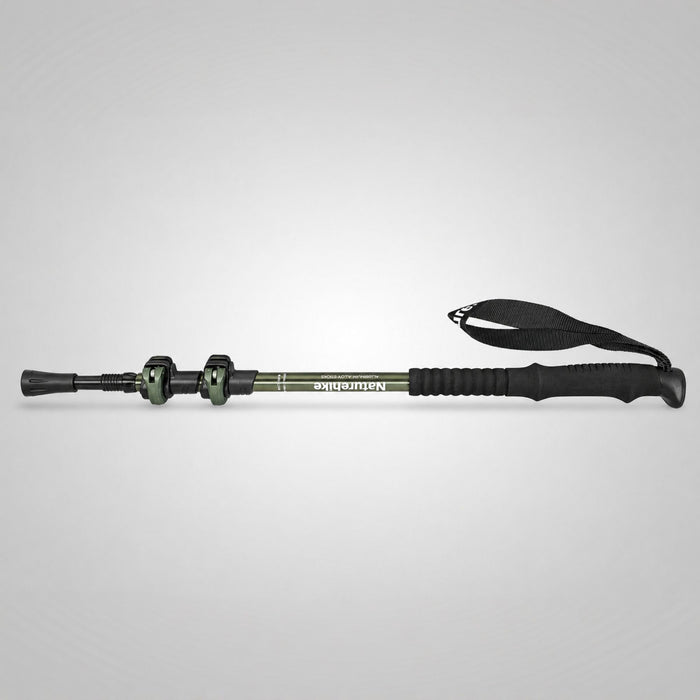 Pārgājienu nūja Naturehike, trīsdaļīga, regulējama, 6061 alumīnija sakausējums, 57–120 cm — zaļa