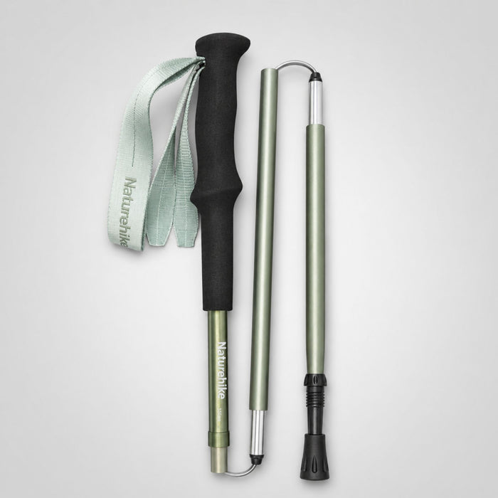 Pārgājienu nūja Naturehike 3-Section Folding Pro no 7075 alumīnija gaiši zaļa, 120 cm