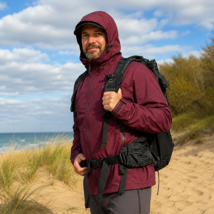 Водонепроницаемая дождевик-куртка – ультралёгкая 300 г, 10 000 мм – FHM Explorer Unisex – Бордовая