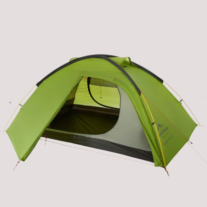 Fjord Nansen REKVIK II NG 2.0 viegls divvietīgs tūrisma telts ar divām ieejām un 20D NYLON RIPSTOP PU materiālu.