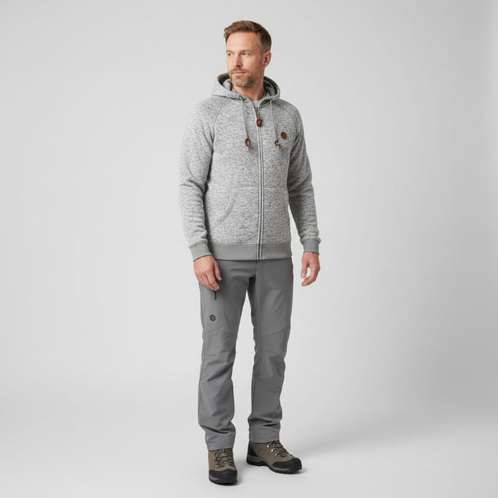 FHM Avalon Knitted Fleece Jacket Grey with Hood