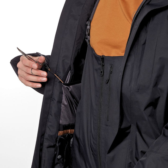 FHM ūdensnecaurlaidīga izolēta jaka, Toray Dermizax membrāna, melna, ziemas makšķerēšanai un pārgājieniem.