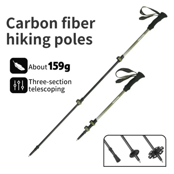 Trekinga nūja Naturehike Hoar Trek EXT1 ar 3K oglekļa šķiedras trīs sekciju 135 cm
