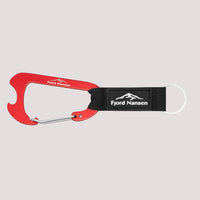 ALU APNER Carabiner red alumīnija karabīne ar īsu siksnu, atslēgu gredzenu un pudeļu attaisāmu funkciju.