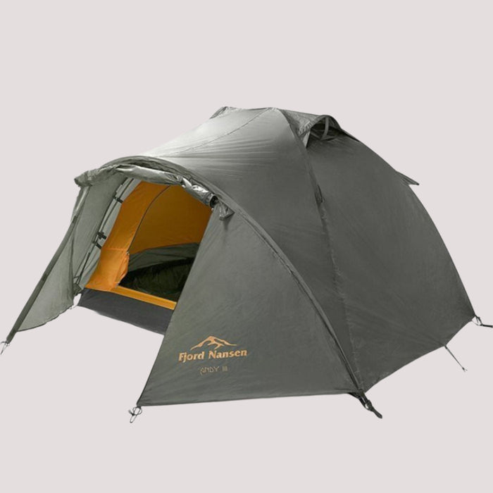 Fjord Nansen Tent ANDY III viegls 2-3 personu kalnu telts ar plašu priekštelpu un ūdensnecaurlaidīgu pārvalku.
