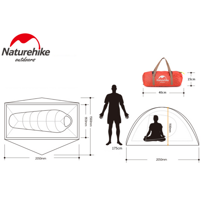 Naturehike Cycling Ultralight 1 Person Tent + Mats 20D