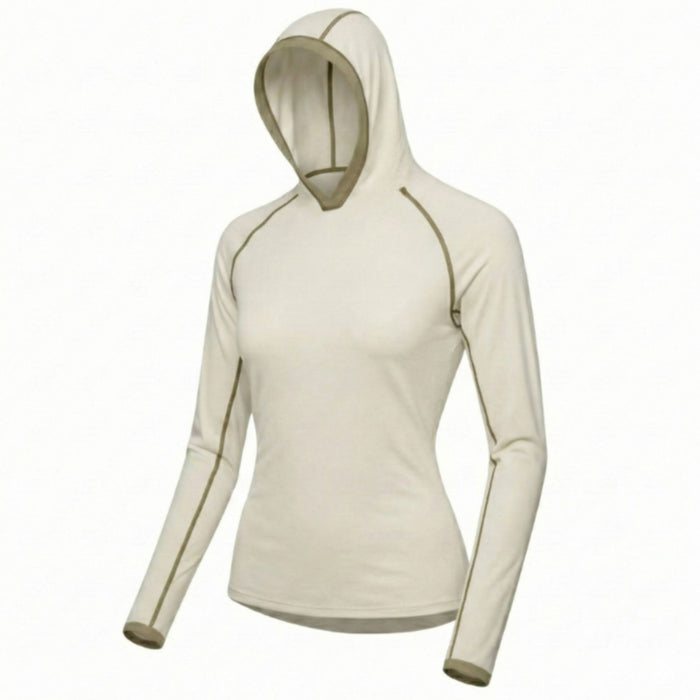 Женский лонгслив с капюшоном UPF 50+ и защитой от насекомых — Soft Beige
