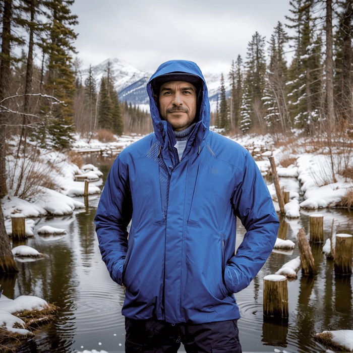 Ziemas-Kostīms makšķerniekiem
- Vīrietis, ģērbies zilā jakā, tur zivtiņu uz ledus pārklātā ūdens fona.
- FHM Guard Insulated Ice Fishing Suit 20000 mm zilā jaka un pelēkas bikses.
- Ideāli piemērots makšķerēšanai aukstos laika apstākļos, nodrošinot komfortu un aizsardzību pret mitrumu.
- Profesionāls aprīkojums ziemas aktivitātēm ar Primaloft izolāciju