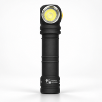 Armytek Wizard C2 Pro Max rechargeable LED headlamp, black right-angle flashlight on light studio background