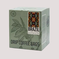 Box of Brazil drip coffee bags with coffee bean 