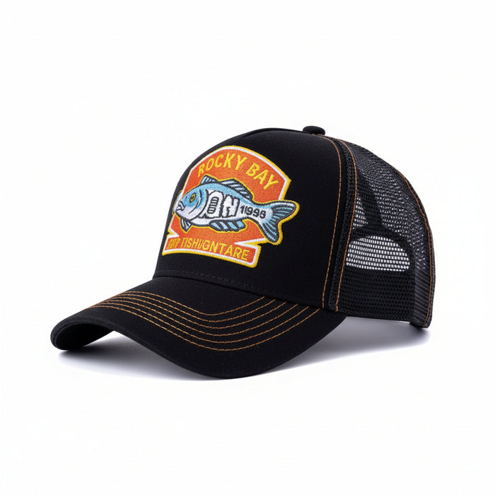 Baseball cap with fish black