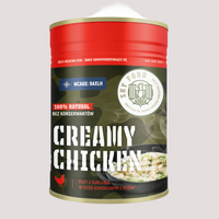 POĻU VISTA Vistas gaļa ar rīsiem diļļu mērcē
Gatavs pašsildošais tūristu ēdiens
sastāvdaļas:
Ūdens, vistas fileja 29%, krējums (no piena), rīsi 5,4%, burkāni 3,7%, kviešu milti, selerijas 1,5%, pētersīļi 1,5%, sāls, baltie pipari, kaltētas dilles 0,1%. Var saturēt: sinepes, soju.