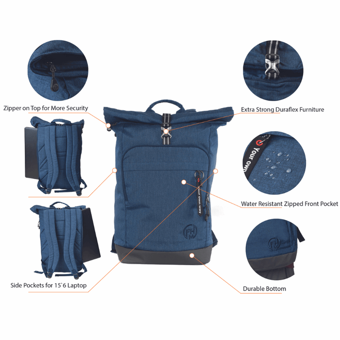 FHM Nomad 25 roll top backpack BlueBackpacksOutfishOutfish