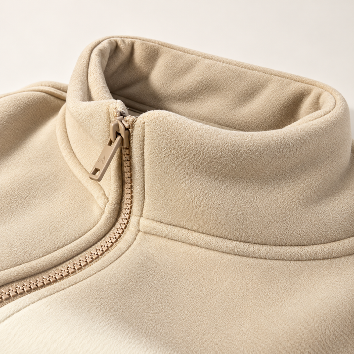 HUMTTO 37W332B-1 beige fleece — High collar and zipper