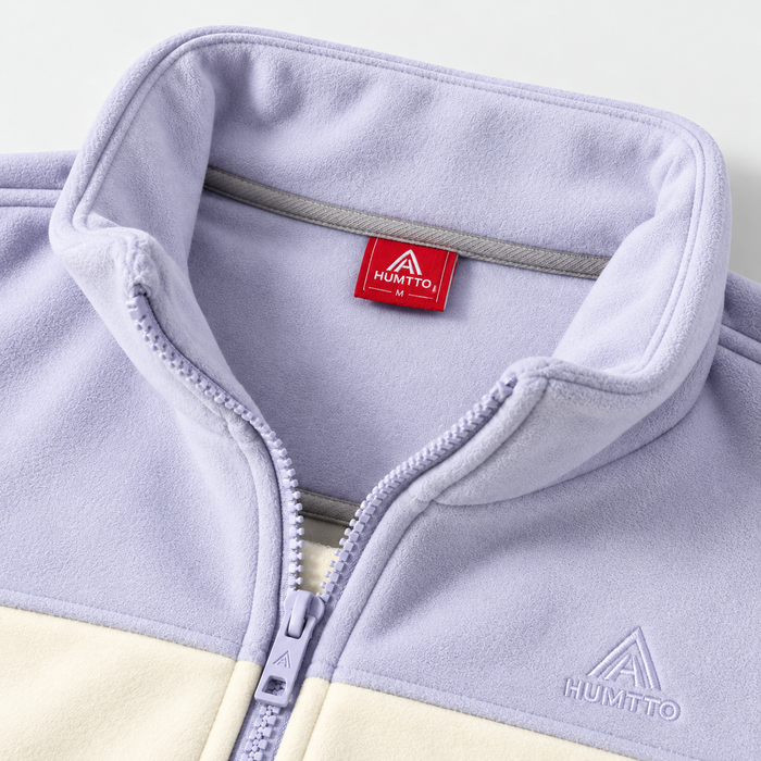 HUMTTO women's fleece jacket 37W332B-2, collar, zipper and logo detail