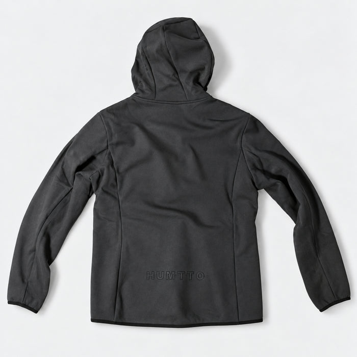 HUMTTO men's softshell jacket 38W205A-2 Carbon Ash back view with hood
