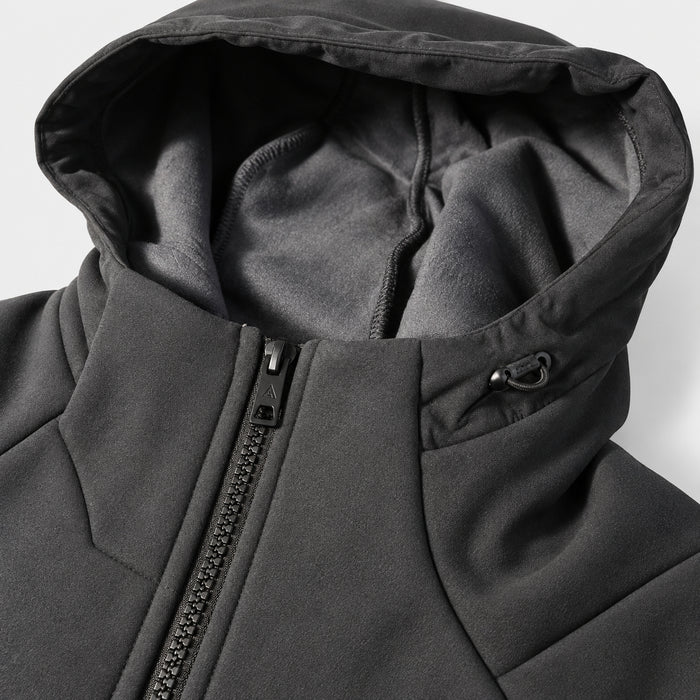 HUMTTO men's softshell jacket 38W205A-2 hood lining and front zipper detail