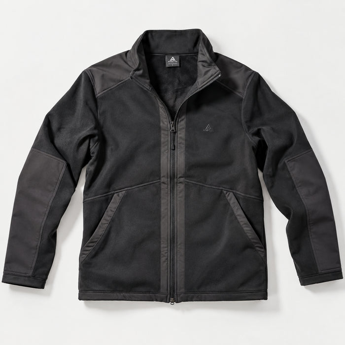 Front view of HUMTTO men's softshell jacket 38W207A-2 in Carbon Grey/Dreamy Black