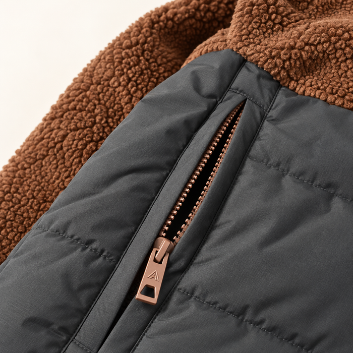 HUMTTO Coffee Brown 38W269A-1 zipper detail