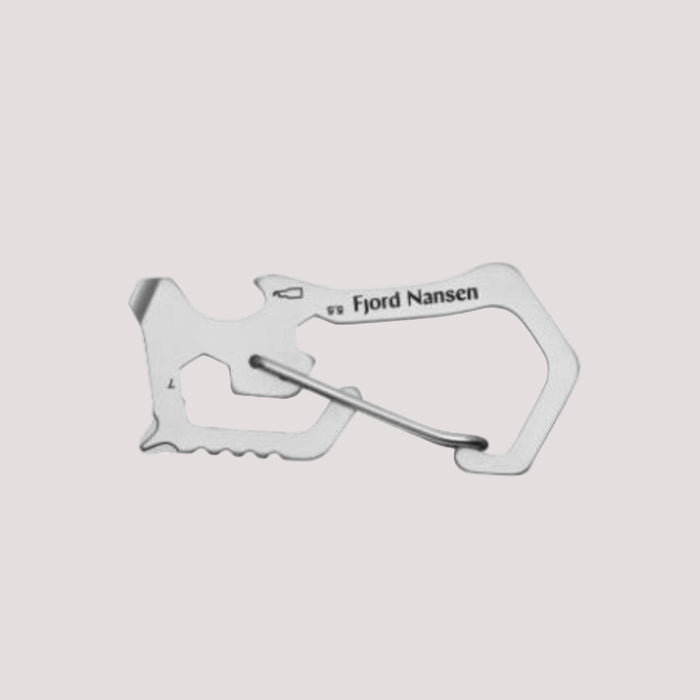 Fjord Nansen PILLER key ring - izturīgs nerūsējošā tērauda atslēgu gredzens ar pudeļu attaisāmo un skrūvgriežu funkcijām.