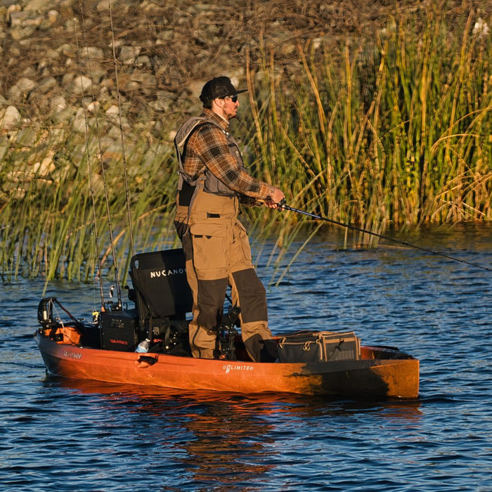 NuCanoe makšķerēšanas laiva unlimited, atvērts deks, stabila, makšķerēšanai Latvijas ūdeņos, medībām un dabas baudīšanai.