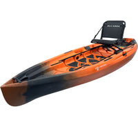 NuCanoe zvejas kajaks unlimited, oranžs dizains, stabils atvērtais klājs makšķerēšanai un medībām