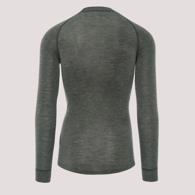 Мужская теплая терморубашка из мериносовой шерсти с длинными рукавами, цвет хаки.