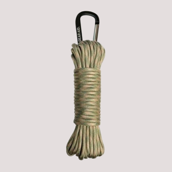 - GearAid 550 Paracord 9m lietderības aukla salvijas/iesauļojuma krāsā ar praktisko snap hook klipsu
- Izgatavota no 100% izturīga neilona, nav piemērota kāpšanai
- Ieteicama izmantošanai teltīs, veļas auklām vai izdzīvošanas aprocēm
- Tehniskie dati: garums 9m, diametrs 4mm
- GearAid