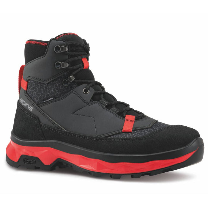 Pārgājienu apavi Alpina Performance melns/sarkans – ūdensizturīga Sympatex membrāna. Skats no sāna.