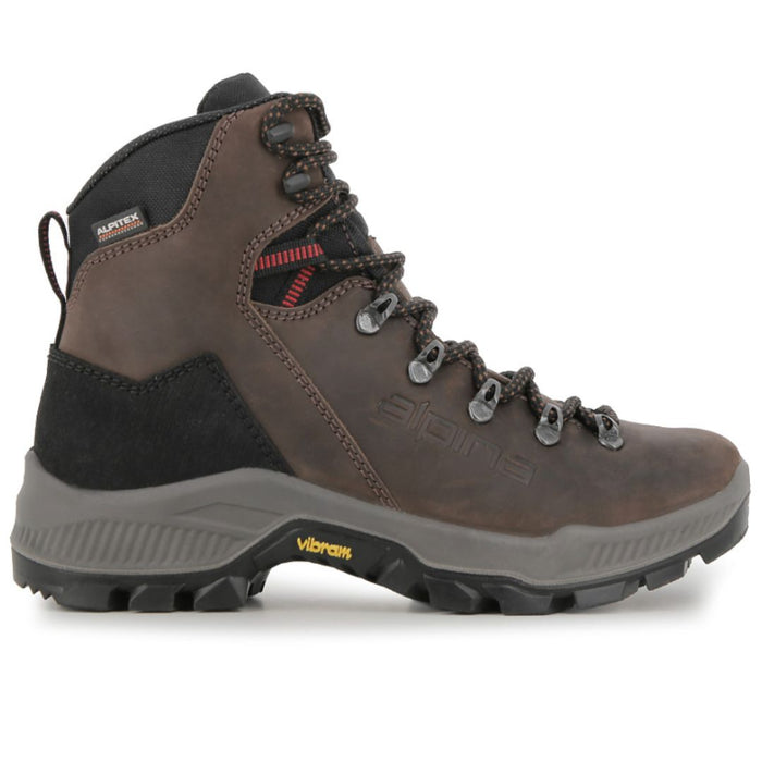 Pārgājienu zābaki Alpina Prima Mid Classic brūns nubuks – Alpitex ūdensdrošība skats no malas