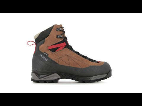 Video par Kalnu zābaki Alpina Carabiner Classic ir paredzēti alpīnismam, stāviem piegājieniem un ziemas maršrutiem. Brūna krāsa skats no malas