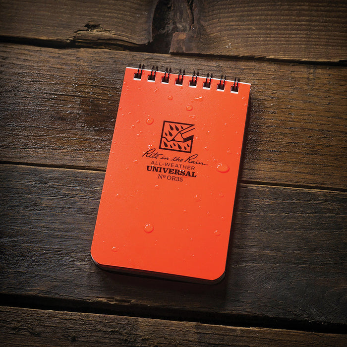 Waterproof Pocket Notebook Rite in the Rain OR35 3 x 5 inch Blaze Orange