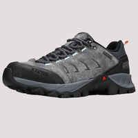 HUMTTO StoneGrip – Women’s Hiking Shoes Grey 150453B-2 ar dabīgās ādas virsmu, pirkstu aizsardzību un stabilizāciju kalnu pārgājieniem.