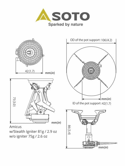 SOTO Amicus gas stove w/o Igniter+ Cook Set Combo