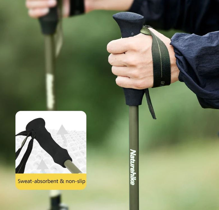 Naturehike Sniega EXT1-trīsdaļīgas oglekļa šķiedras pārgājienu nūja gaiši zaļas 57-120cm 1 gab.