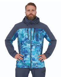 fhm gale vīriešu ūdensnecaurlaidīga makšķerēšanas jaka, 20000 mm ūdensnoturība, drukāta zila, piemērota lietainam laikam